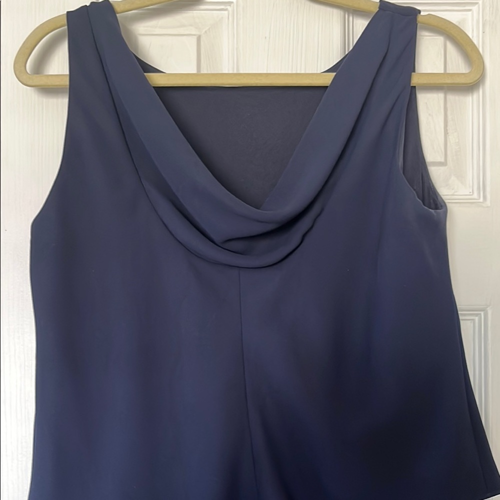 Evan Picone Navy Layered Midi Dress sz 10 - Picture 3 of 4